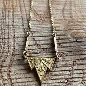 Dainty Gold Art Nouveau Triangular Pendant Necklace for layering